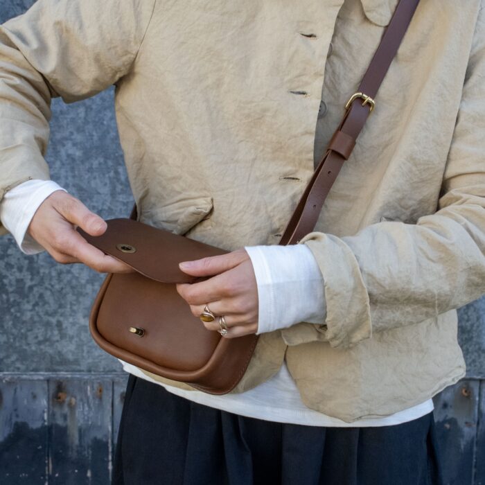 P Kirkwood, Sage handbag, close up detail.